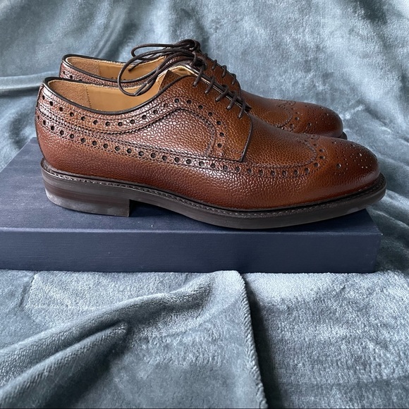 Herring Shoes - Mens Leather Wingtip Brogue Dress Shoes - Goodyear Welted - Picture 3 of 11